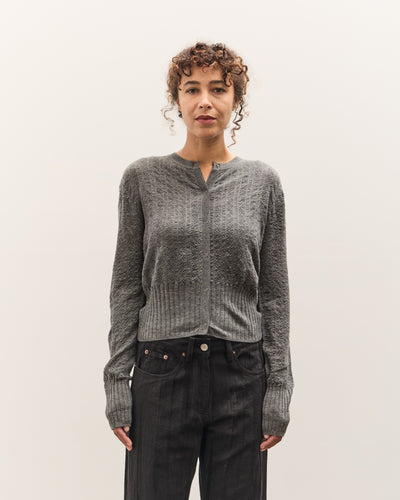 Anggae Smocked Knit Cardigan, Grey