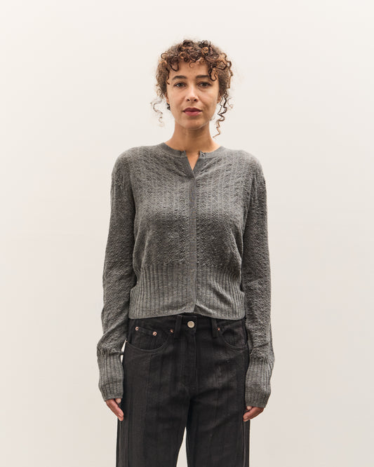 Anggae Smocked Knit Cardigan, Grey