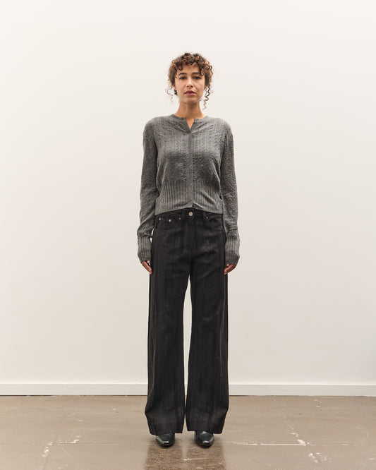 Anggae Smocked Knit Cardigan, Grey