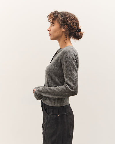 Anggae Smocked Knit Cardigan, Grey