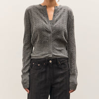 Anggae Smocked Knit Cardigan, Grey