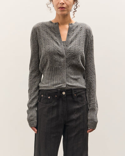 Anggae Smocked Knit Cardigan, Grey