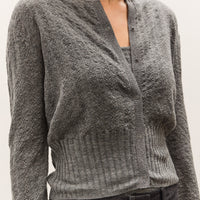 Anggae Smocked Knit Cardigan, Grey