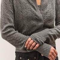 Anggae Smocked Knit Cardigan, Grey