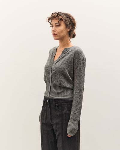 Anggae Smocked Knit Cardigan, Grey