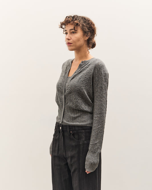 Anggae Smocked Knit Cardigan, Grey