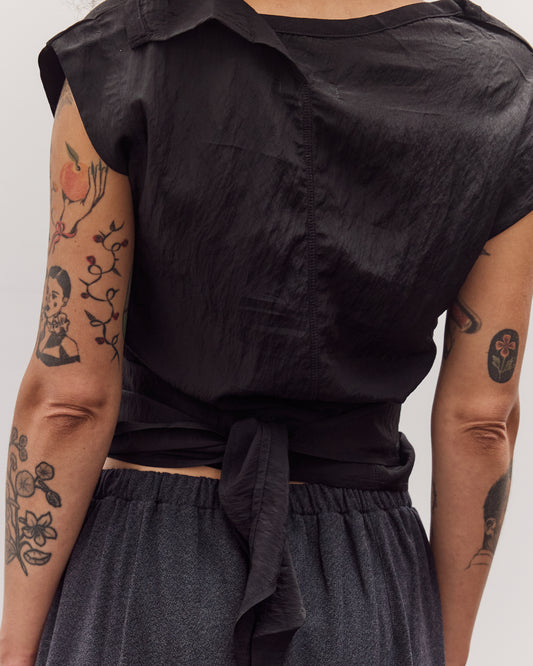 Triangle Wrap Shirt, Black