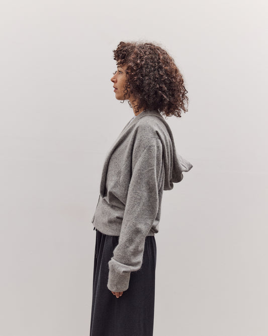 Big Hoodie Snap Cardigan, Light Grey