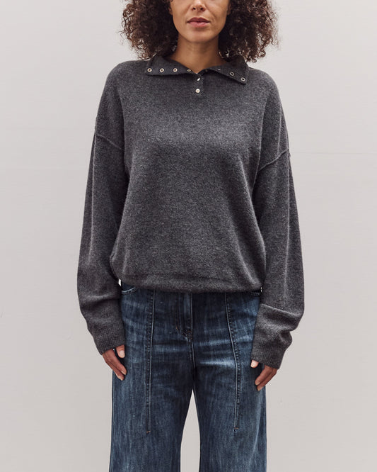 Half Neck Snap Pullover, Dark Grey