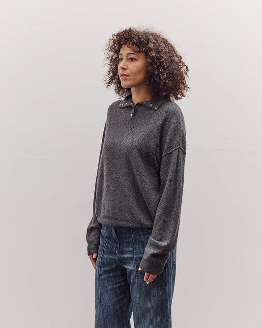 Half Neck Snap Pullover, Dark Grey