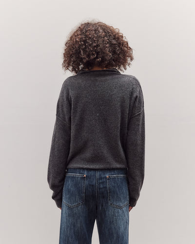 Half Neck Snap Pullover, Dark Grey