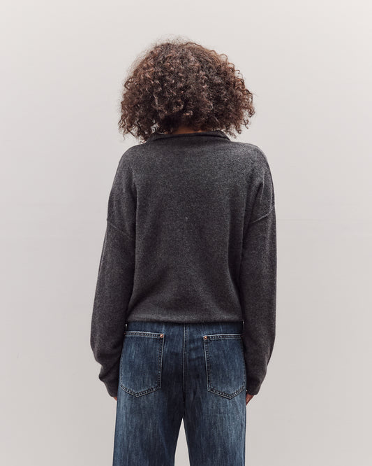 Half Neck Snap Pullover, Dark Grey