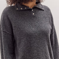 Half Neck Snap Pullover, Dark Grey