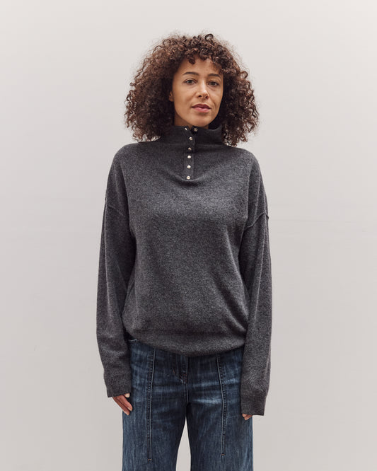 Half Neck Snap Pullover, Dark Grey