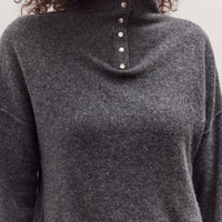 Half Neck Snap Pullover, Dark Grey