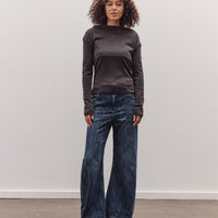 Draped Hoodie Knit Pullover, Brown