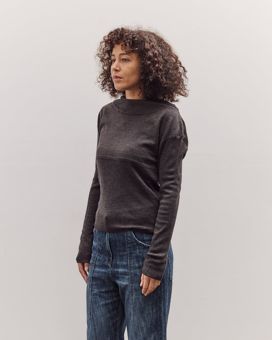 Draped Hoodie Knit Pullover, Brown