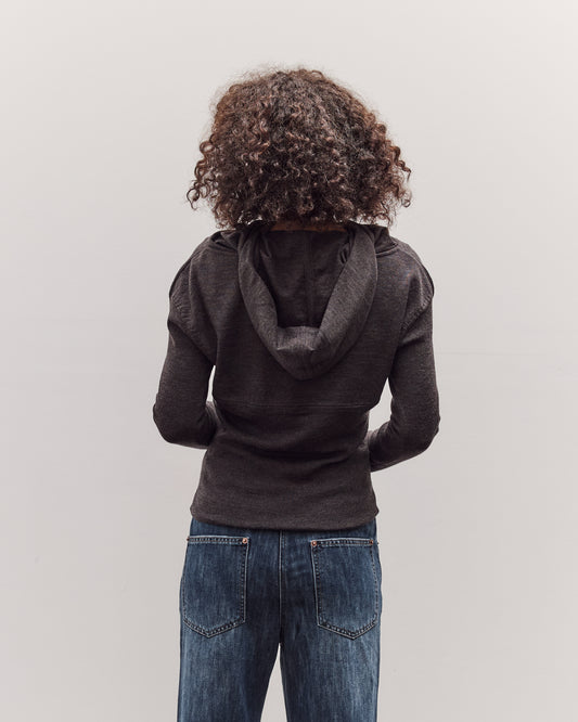 Draped Hoodie Knit Pullover, Brown