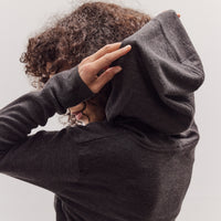 Draped Hoodie Knit Pullover, Brown