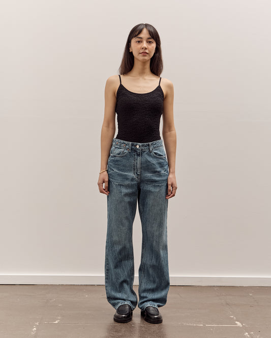 Anggae Denim Straight Pants, Blue