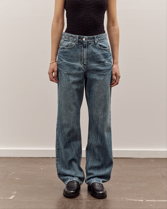 Anggae Denim Straight Pants, Blue