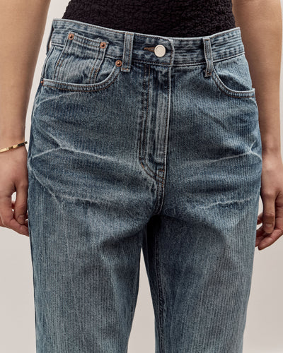 Anggae Denim Straight Pants, Blue