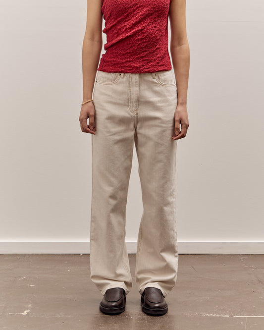 Anggae Denim Straight Pants, Ivory