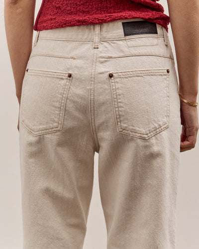 Anggae Denim Straight Pants, Ivory