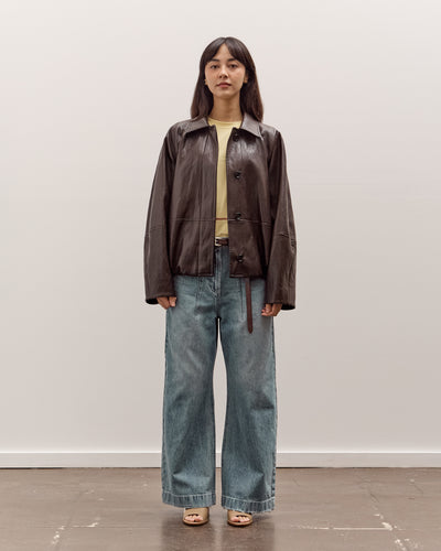 Anggae Faux Leather Blouson Jacket, Brown