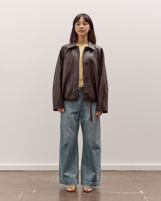 Anggae Faux Leather Blouson Jacket, Brown