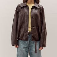 Anggae Faux Leather Blouson Jacket, Brown