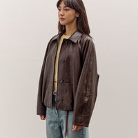 Anggae Faux Leather Blouson Jacket, Brown