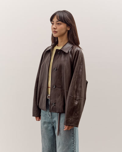 Anggae Faux Leather Blouson Jacket, Brown