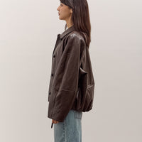 Anggae Faux Leather Blouson Jacket, Brown