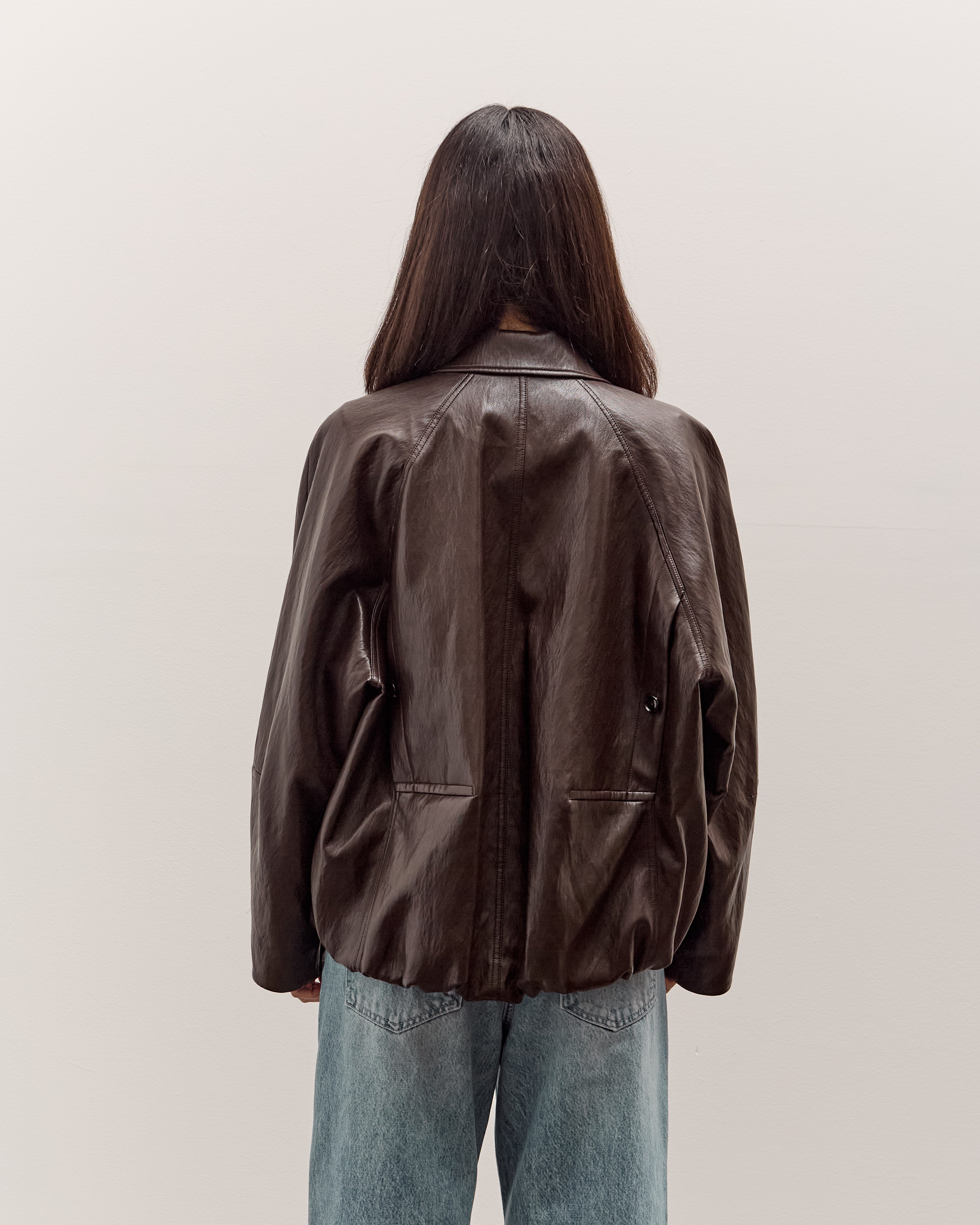 Anggae Faux Leather Blouson Jacket, Brown – Glasswing