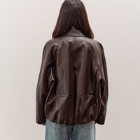 Anggae Faux Leather Blouson Jacket, Brown