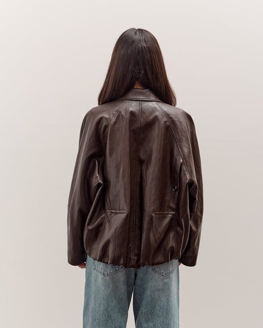 Anggae Faux Leather Blouson Jacket, Brown