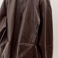 Anggae Faux Leather Blouson Jacket, Brown