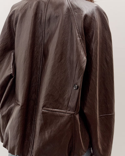 Anggae Faux Leather Blouson Jacket, Brown