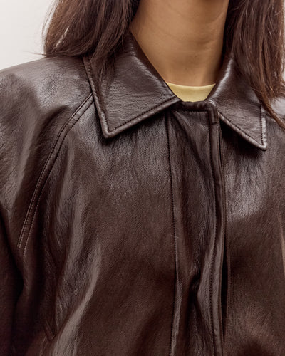 Anggae Faux Leather Blouson Jacket, Brown