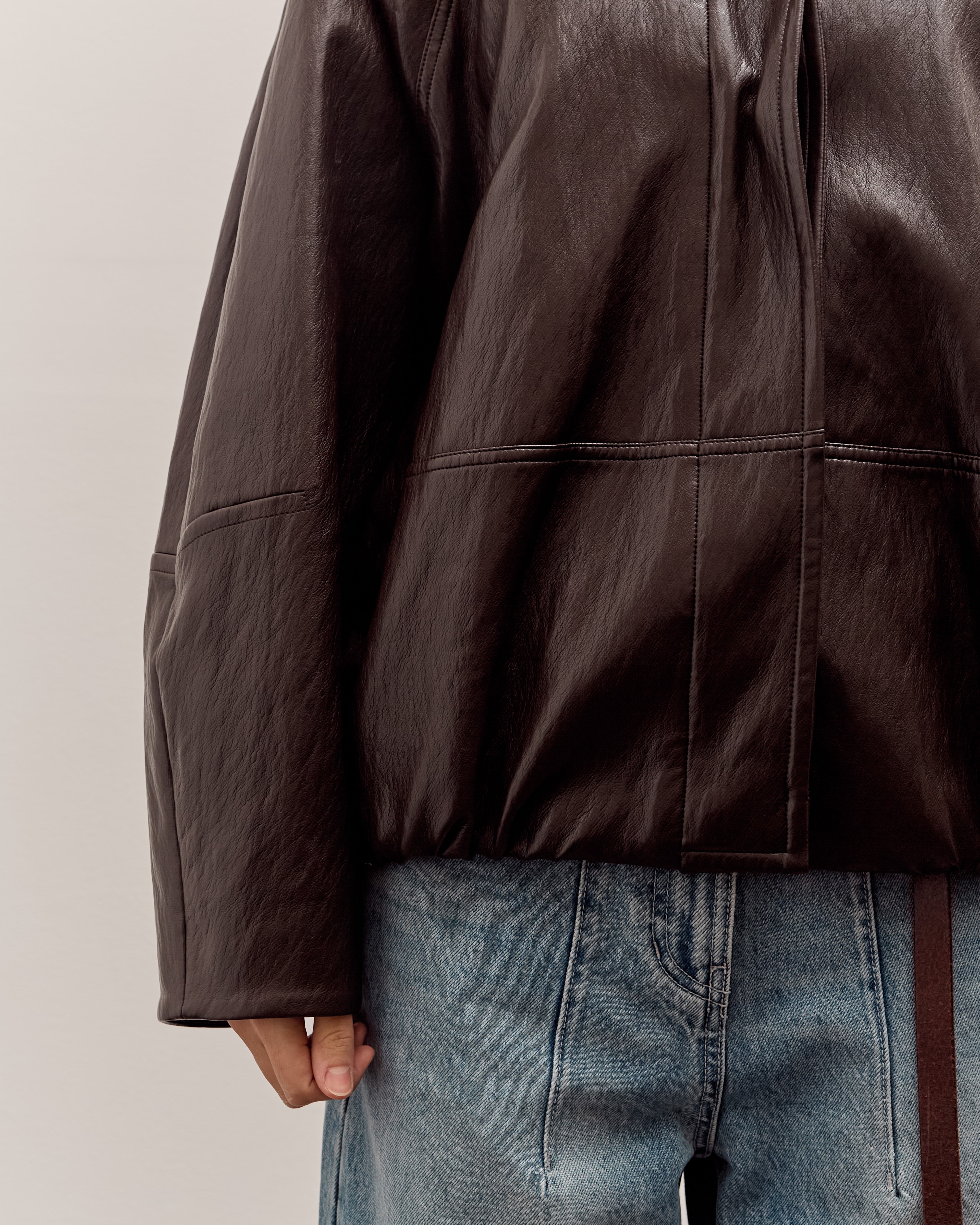 ジャケット・アウター Eongul Big Pocket faux Leather Blouson Anggae Faux Leather Blouson Jacket, Brown – Glasswing