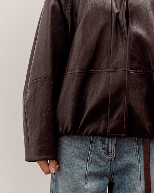 Anggae Faux Leather Blouson Jacket, Brown