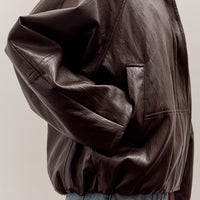 Anggae Faux Leather Blouson Jacket, Brown