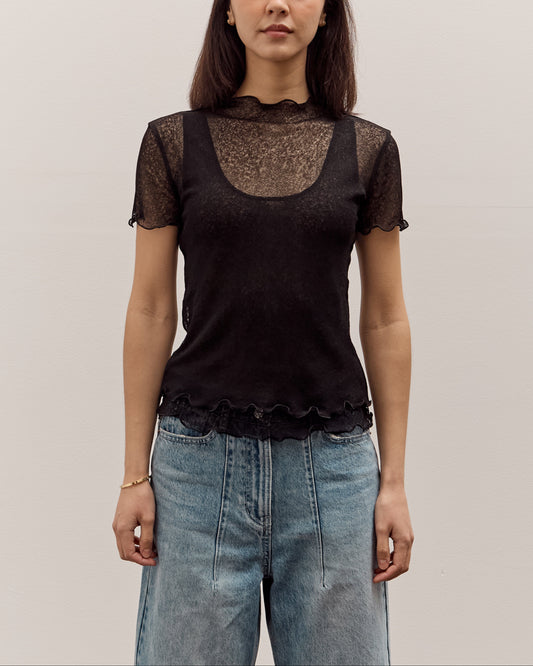 Anggae Two Layered Net T-shirt, Black