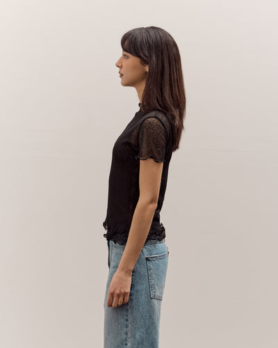 Anggae Two Layered Net T-shirt, Black