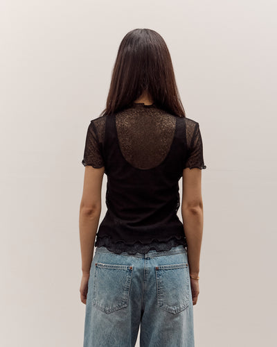 Anggae Two Layered Net T-shirt, Black