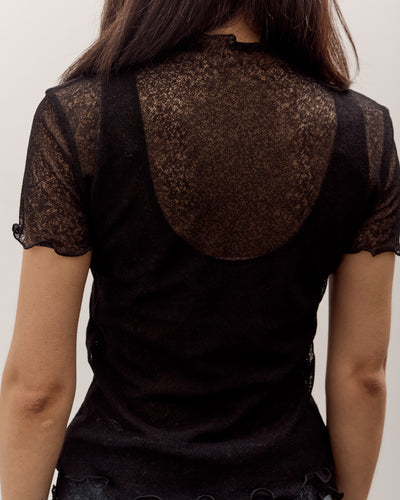 Anggae Two Layered Net T-shirt, Black