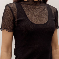 Anggae Two Layered Net T-shirt, Black