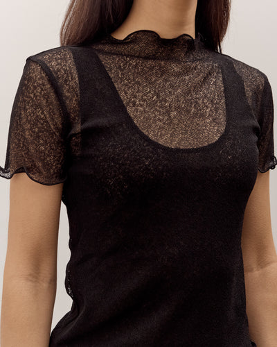 Anggae Two Layered Net T-shirt, Black