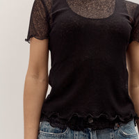 Anggae Two Layered Net T-shirt, Black